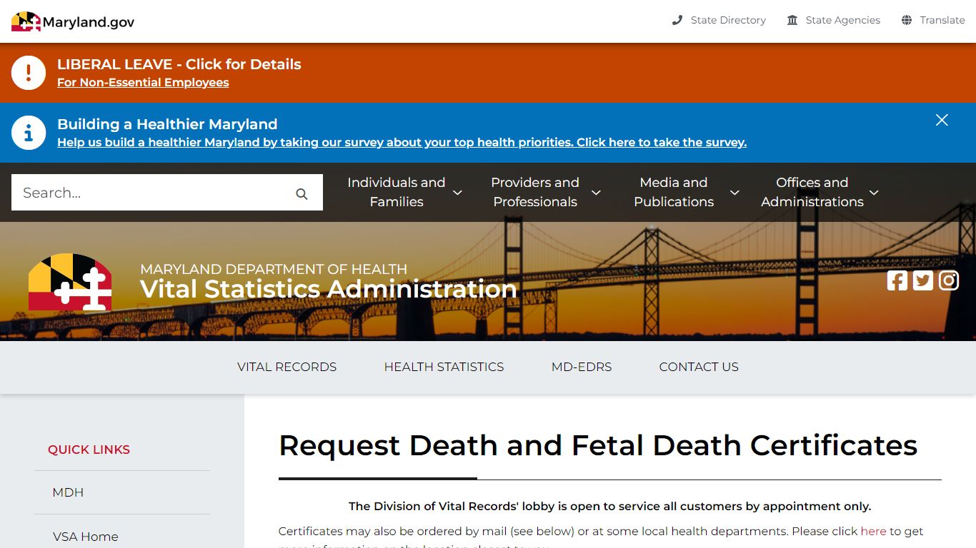 Maryland Department of Health death
